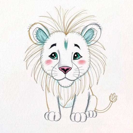 lion drawing easy